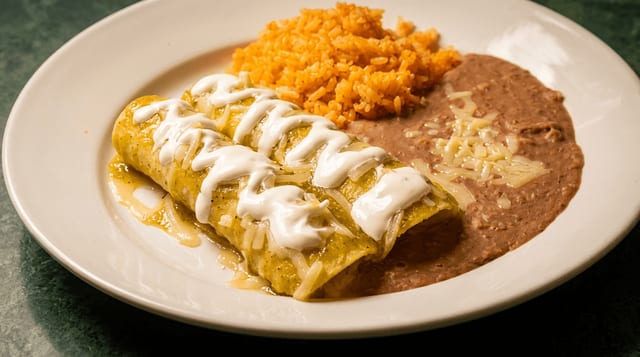 Enchiladas con Salsa Verde.
