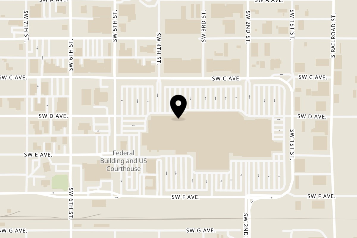 Map showing the location of La Grand Cantina Lawton on 200 SW C Ave #9 in Lawton
